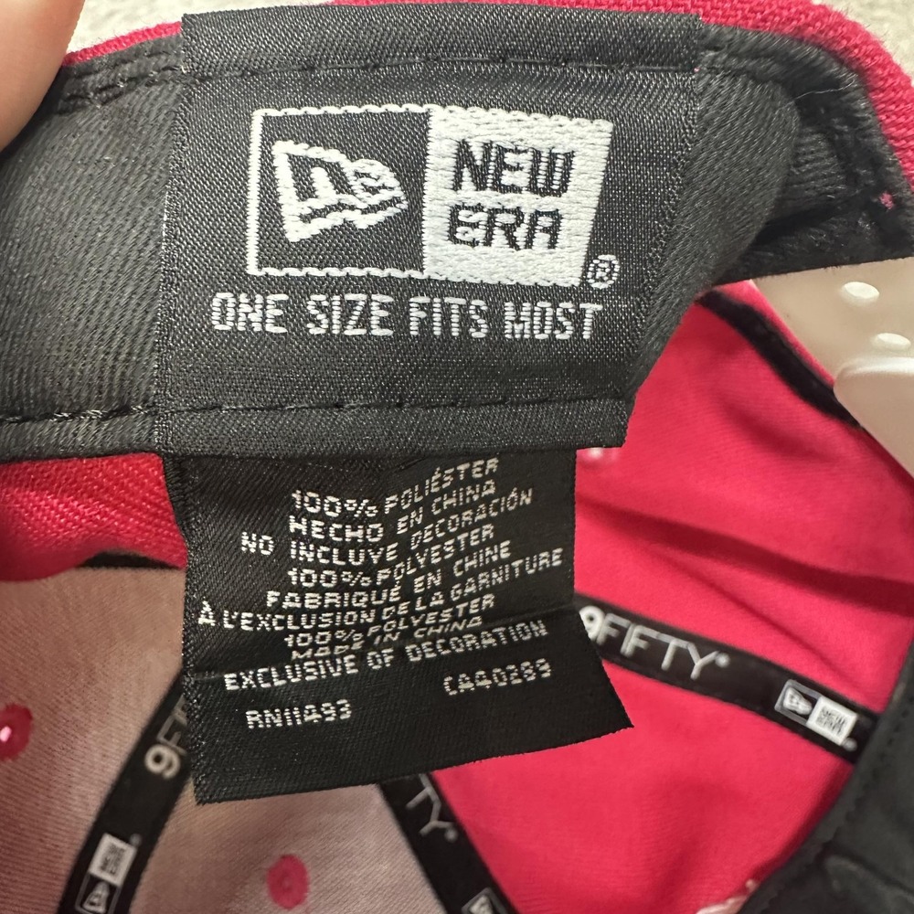 New Era Hat Cap Snap Back Mens One Size Pink G Logo 9FIFTY Embroidered Flat Bill - Picture 10 of 11